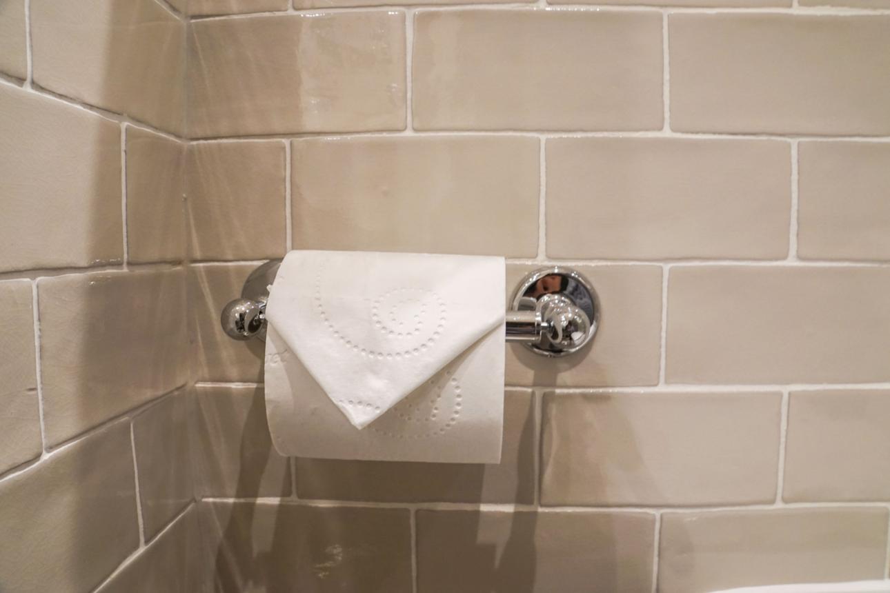 Toilet paper fold detail by Houston Cleaning LLC